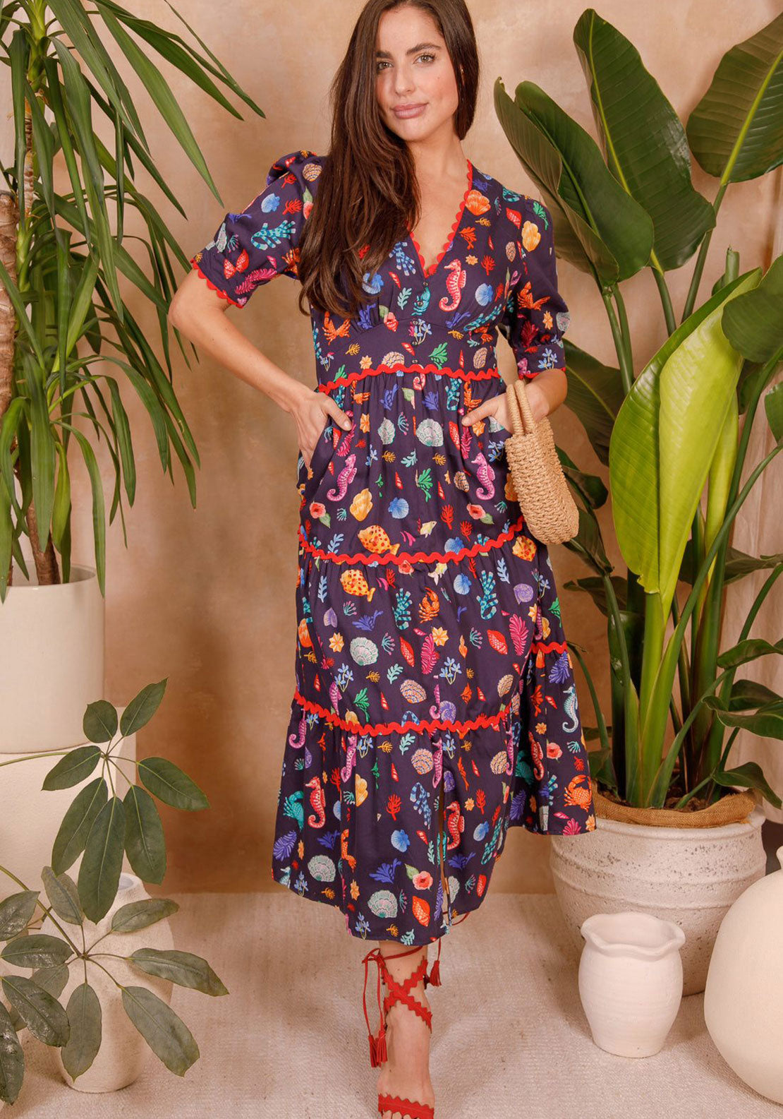 Hope Ivy Laurel Sea Themed Dress, Navy