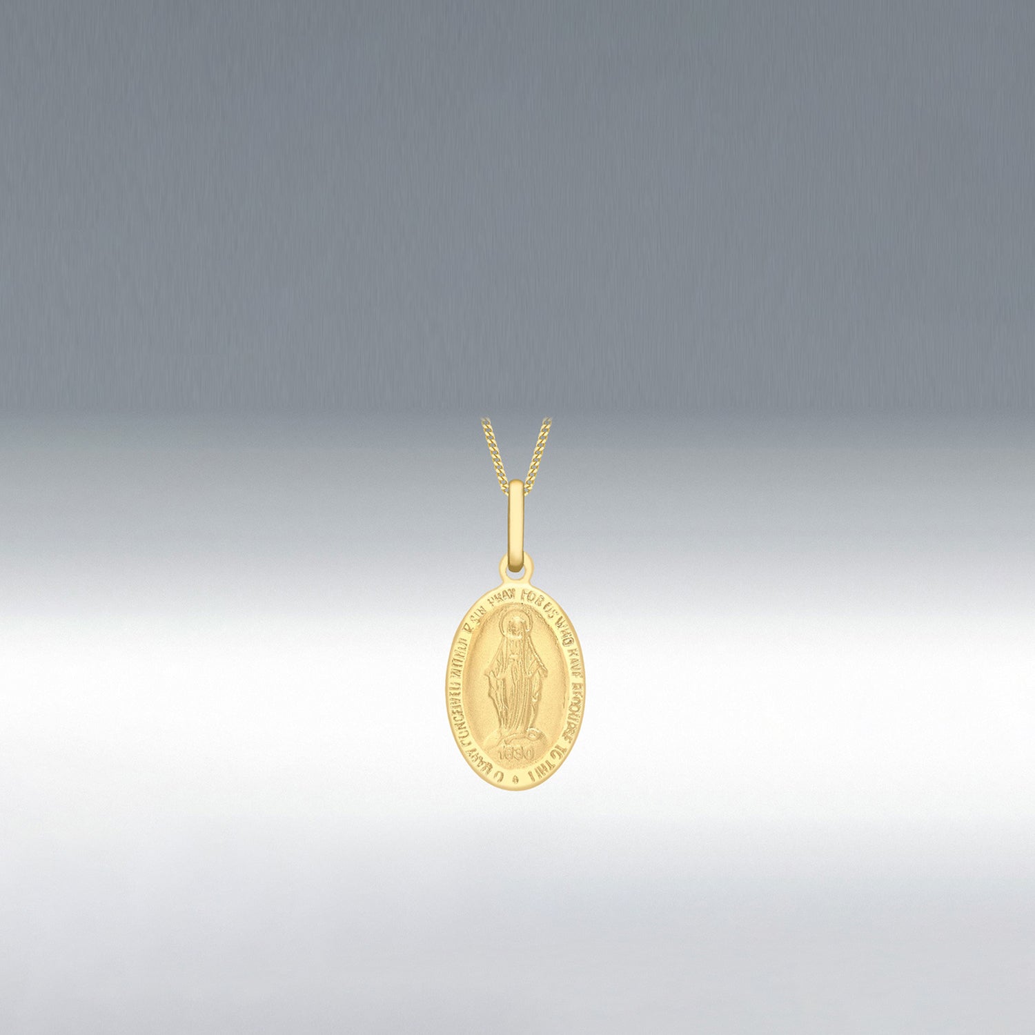 Carat Gold Holy Mary Oval Reversible Pendant Necklace, Gold