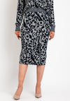 Ichi Leopard Print Knitted Mid Skirt, Grey