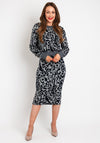 Ichi Leopard Print Knitted Sweater, Grey