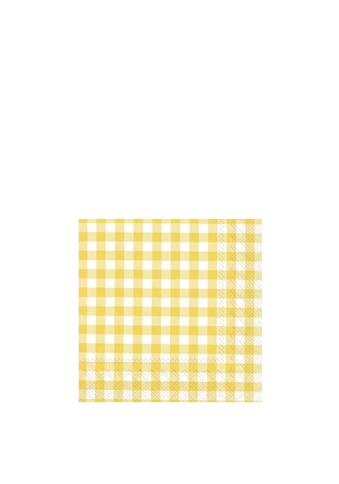 IHR Taverna Gingham 20 Piece Napkins, Yellow