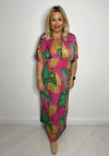 Serafina Collection One Size Tropical Print Maxi Dress, Pink Multi