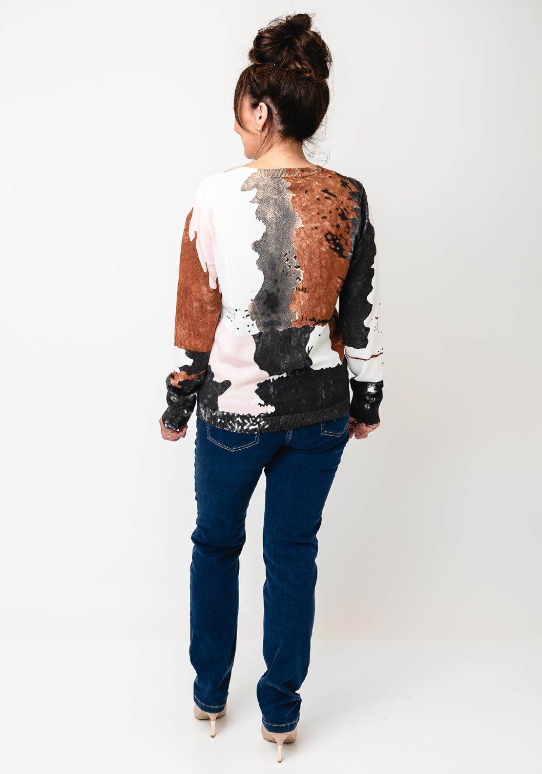 Jessica Graaf Abstract Print Cardigan, Brown Multi