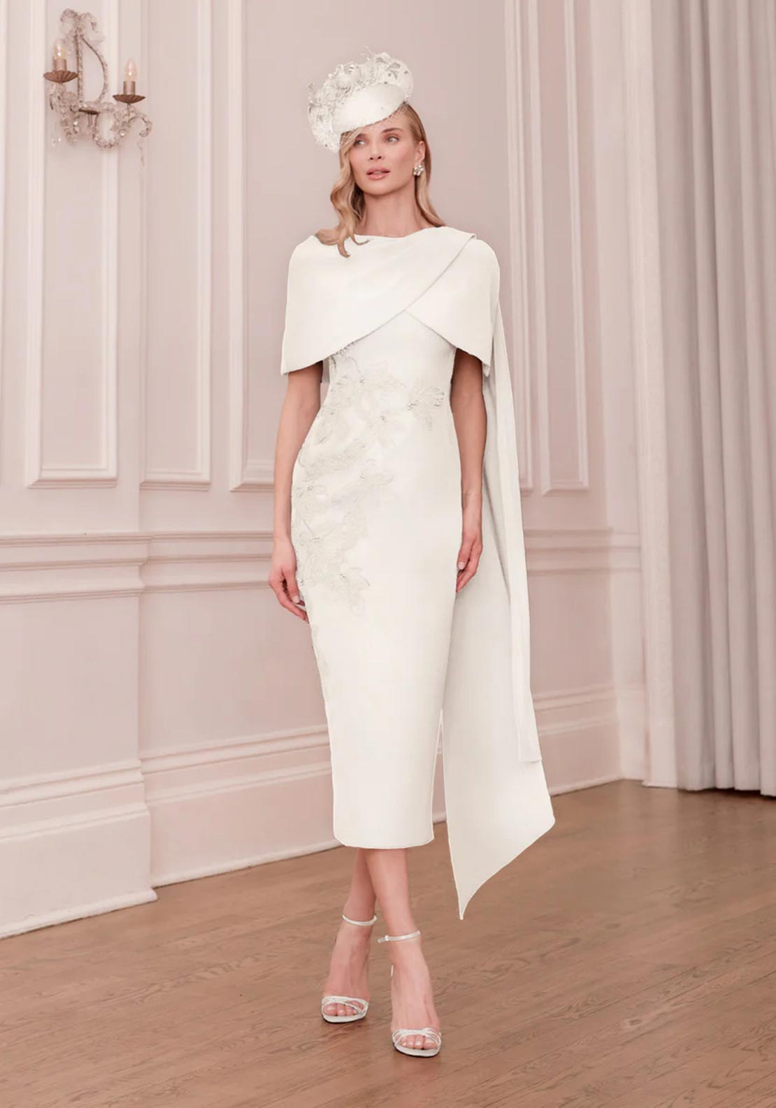 midi dress with cape overlay Valentino Red Draped Midi Dress with Cape Overlay