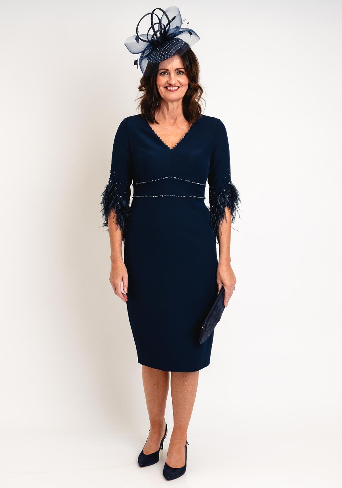 John Charles A Line Pleated Dress With Handkerchief Hemline Fern 29362 main image 0