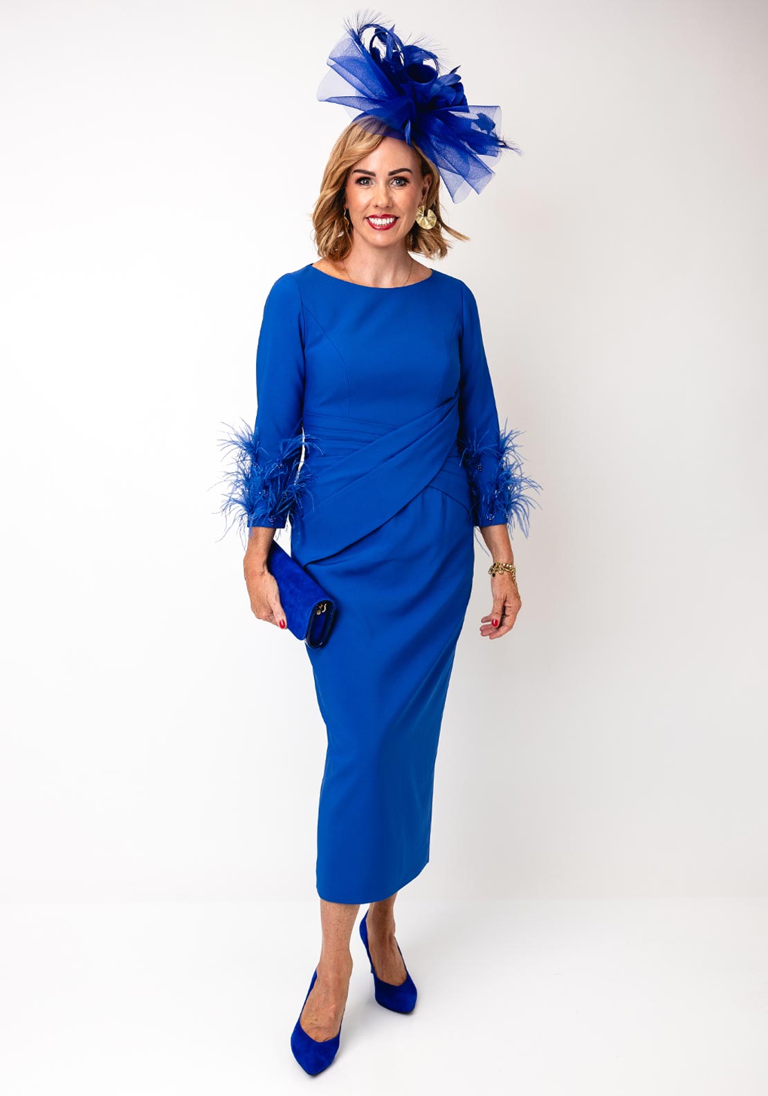 dress blue charles John Feather Sleeve Pencil Dress, usmc dress blue alphas