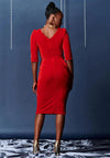 Jolie Moi Velvet Tie Detail Midi Bodycon Dress, Red