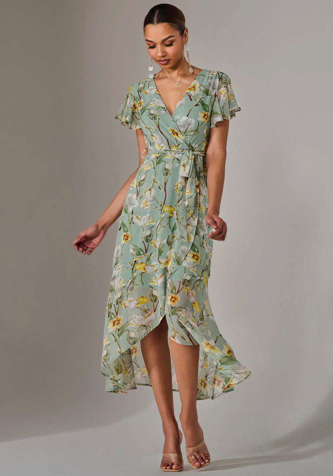 green emerald velvet dress Wrap Tie Chiffon Bridesmaid Dress