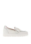 Jose Saenz Buckle Trim Pebbled Leather Loafers, White