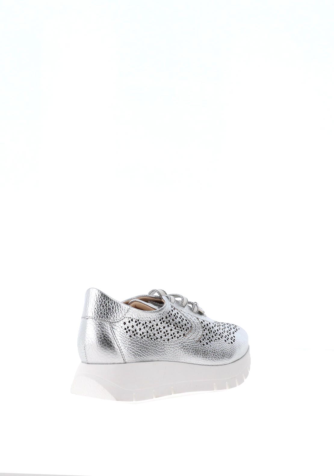 Jose Saenz Perforated Leather Lace Up Trainers, Silver