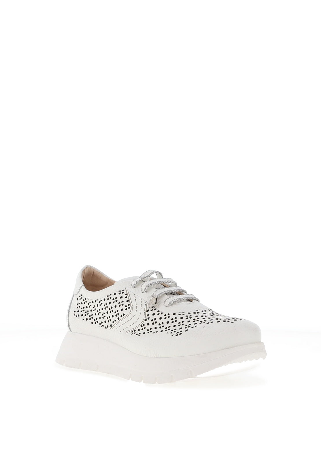 Jose Saenz Perforated Leather Lace Up Trainers, White