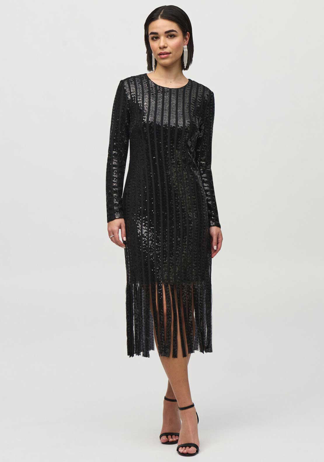 joseph ribkoff black sequin dress Joseph Ribkoff Black Sequined Lace Halter Evening Dress 243715
