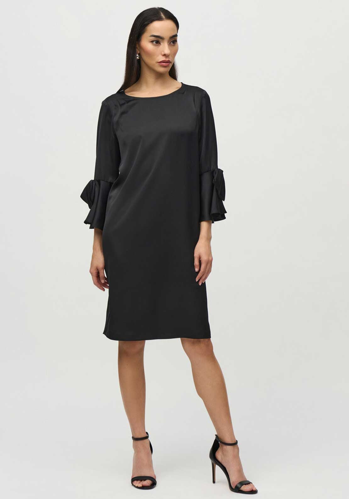 joseph ribkoff black dress Satin Bow Sleeve Shift Dress, class-apparel Part of the Signature Sexy Women Mesh Sheer Group Color:calypso