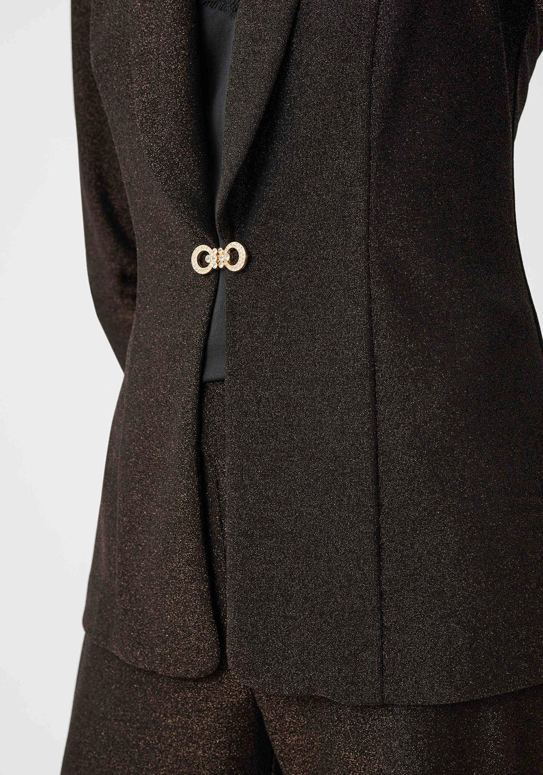 Joseph Ribkoff Sparkle Knit Fitted Blazer, Brown