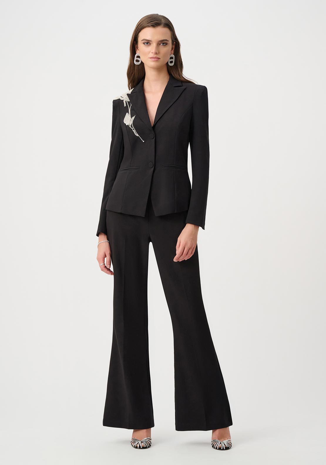 Joseph Ribkoff Rhinestone Appliqué Blazer, Black
