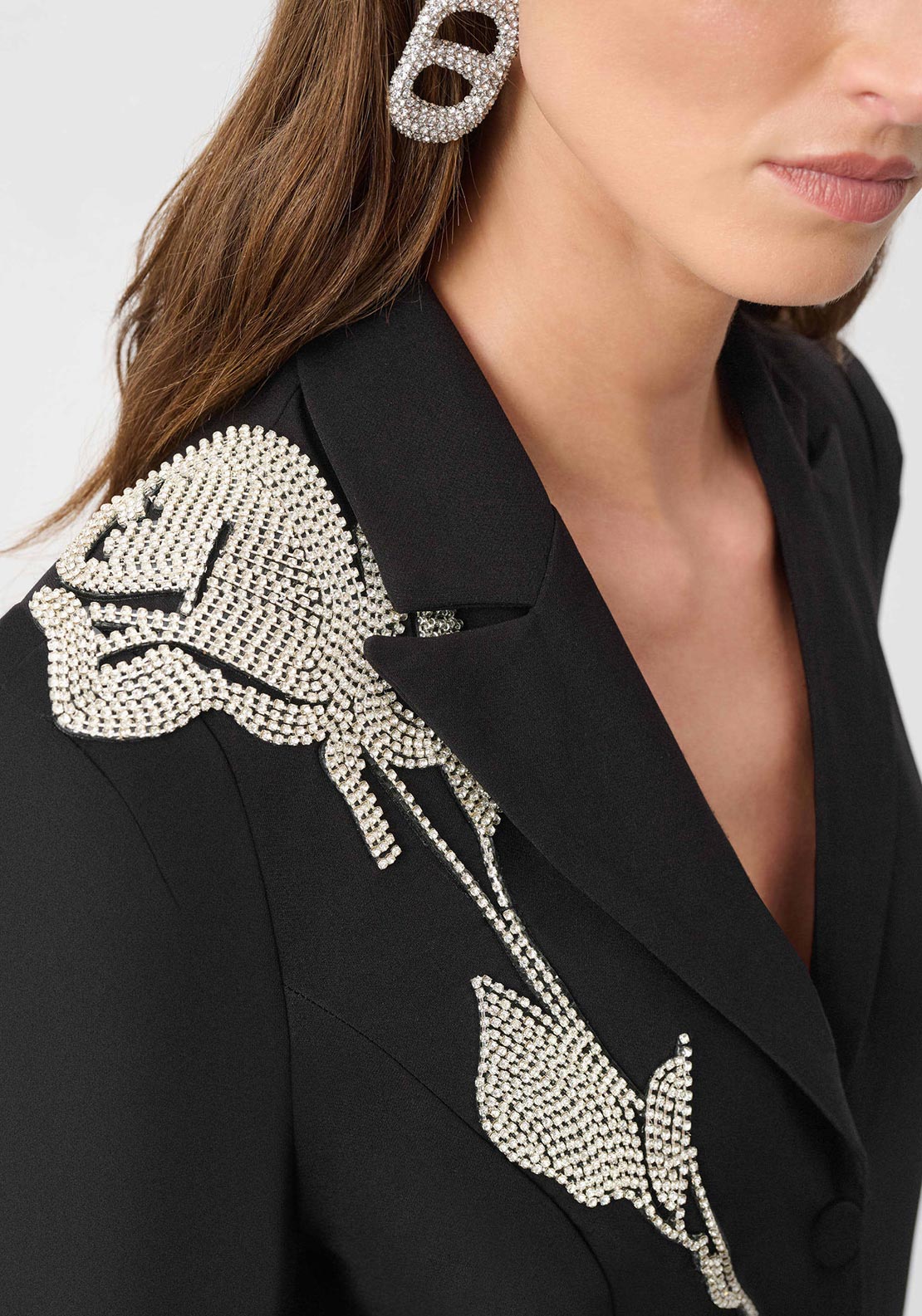 Joseph Ribkoff Rhinestone Appliqué Blazer, Black