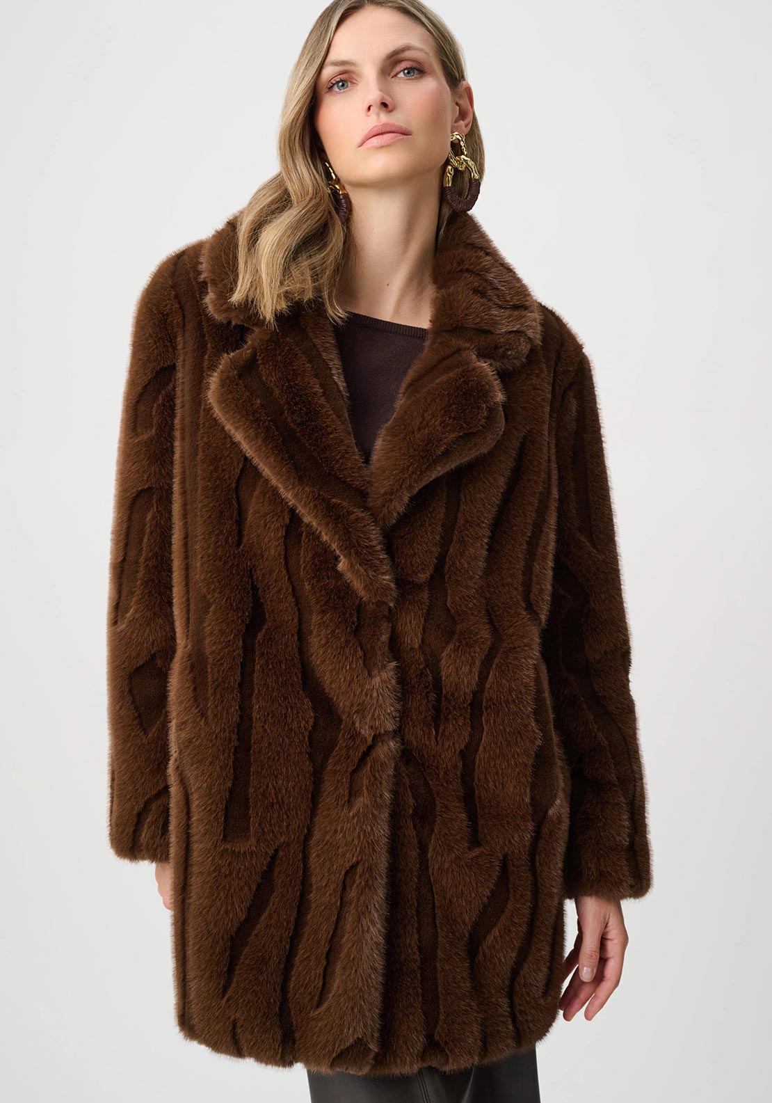 Joseph Ribkoff Oversized Faux Fur Coat, Brown - McElhinneys