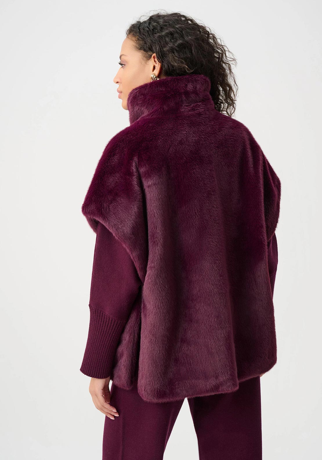 Joseph Ribkoff Faux Fur Boxy Vest, Purple