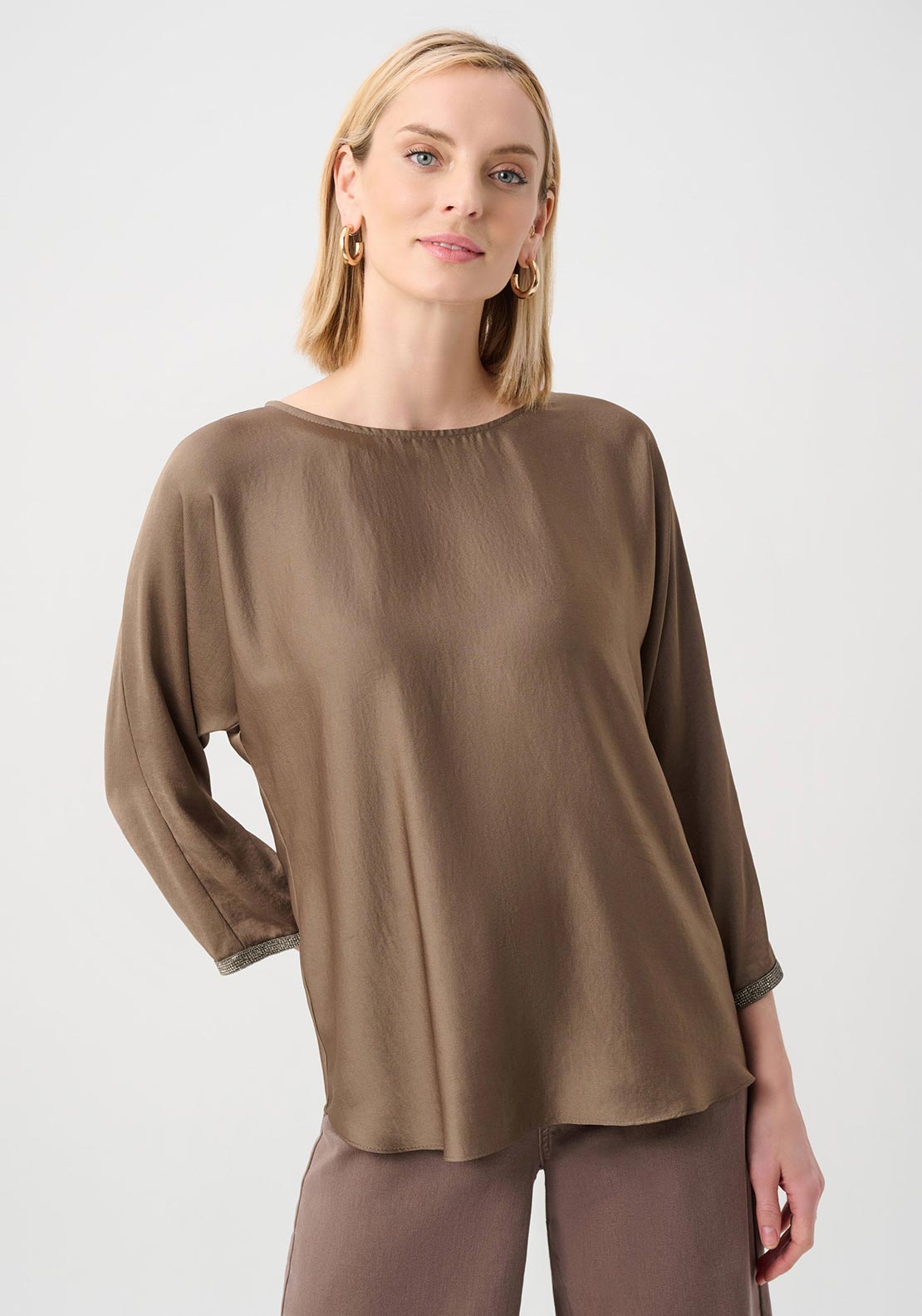 Joseph Ribkoff Boat-Neck Tunic Top, Beige