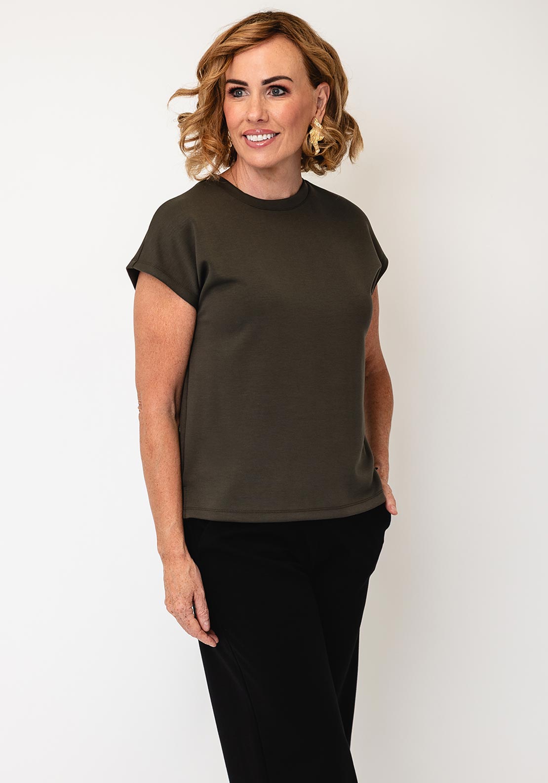 Joseph Ribkoff Scuba Jersey Boxy Top, Green