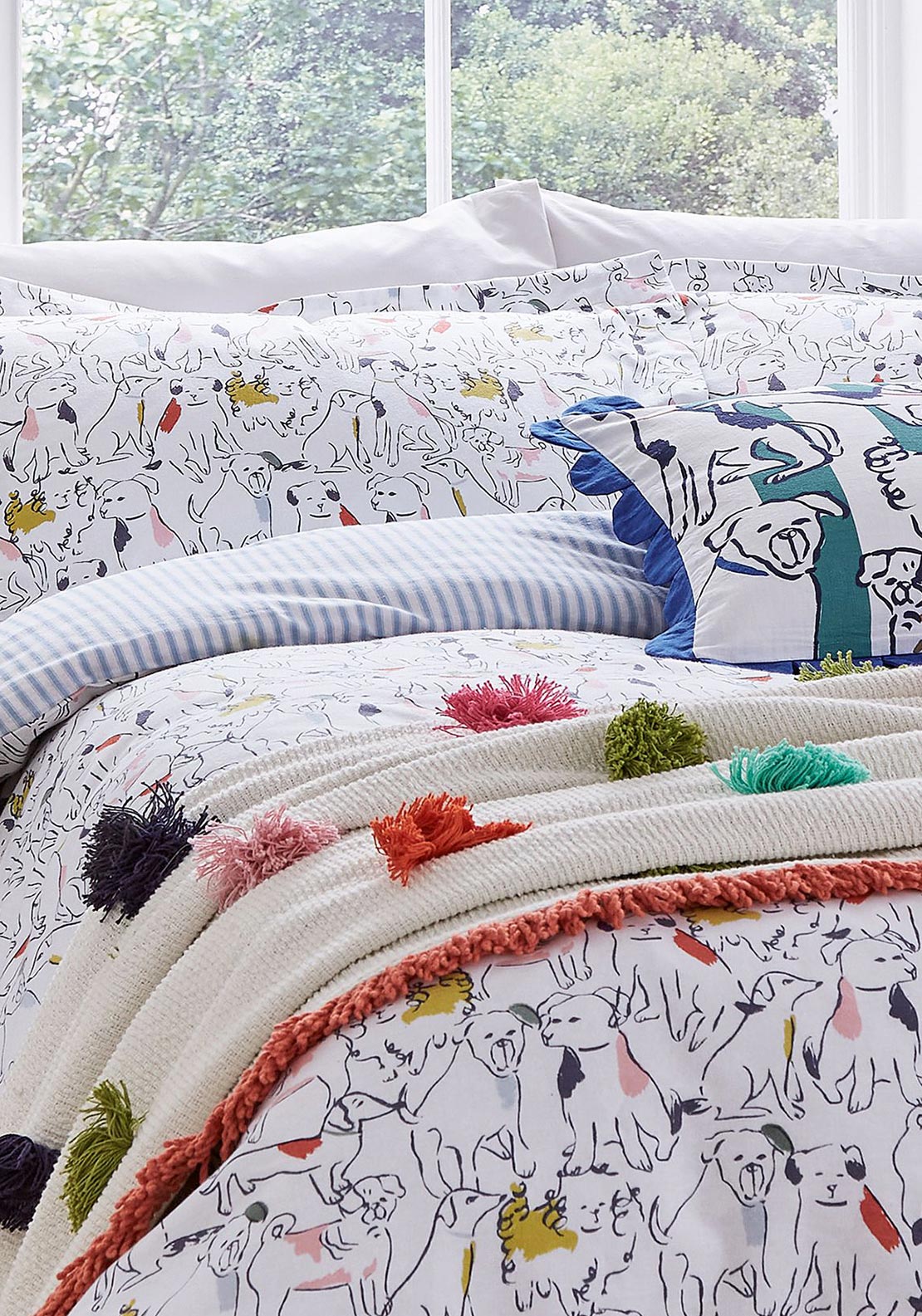 Joules Sleep Bright Hand Woven & Tufted Bed Throw, Natural McElhinneys