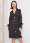 Jovonna Rehon Feathered Sleeve Mini Dress, Black