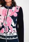 Just White Flower Print Contrast Jacket, Navy