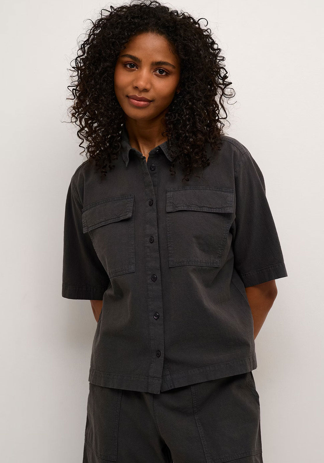 Kaffe Naya Short Sleeve Shirt, Grey