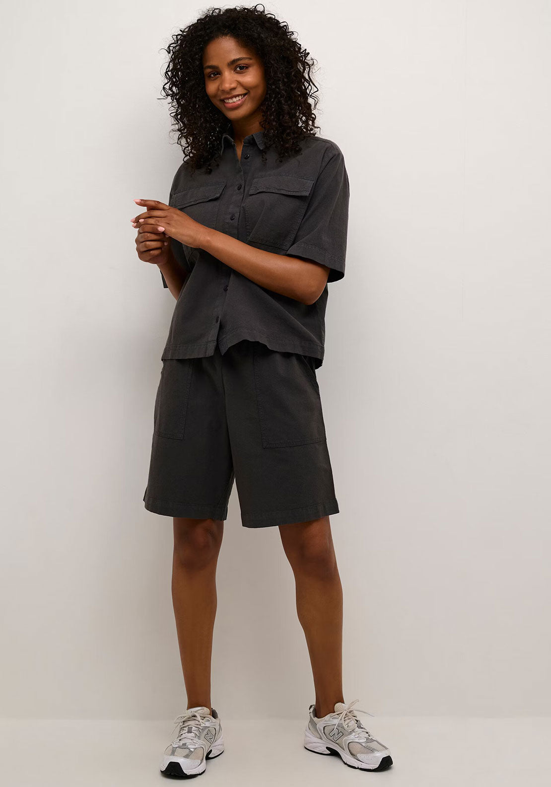 Kaffe Naya Short Sleeve Shirt, Grey
