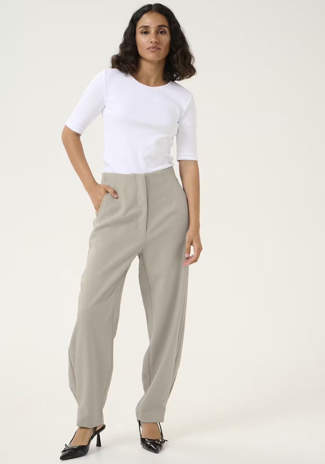 Kaffe Vitta Tapered Trousers, Grey