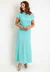 Kameya Ruffle Draped Detail Maxi Dress, Turquoise