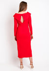 Kameya Cross-Over Bodice Midi Dress, Red