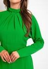 Kameya Tie Neck, Cold Shoulder Midi Dress, Green