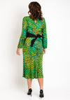 Kameya Belted Waist, Polka Dot Print Maxi Dress, Green