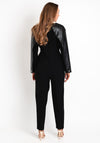 Kameya Faux leather Cape Sleeve Jumpsuit, Black