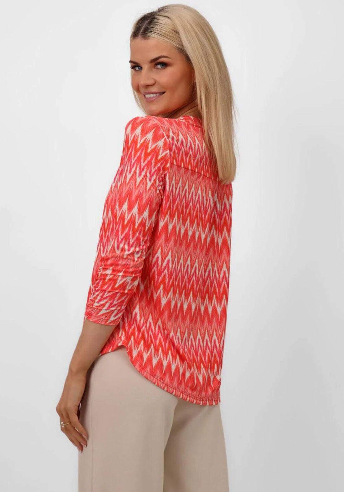 Kate and Pippa Chevron Print Zip Top, Orange