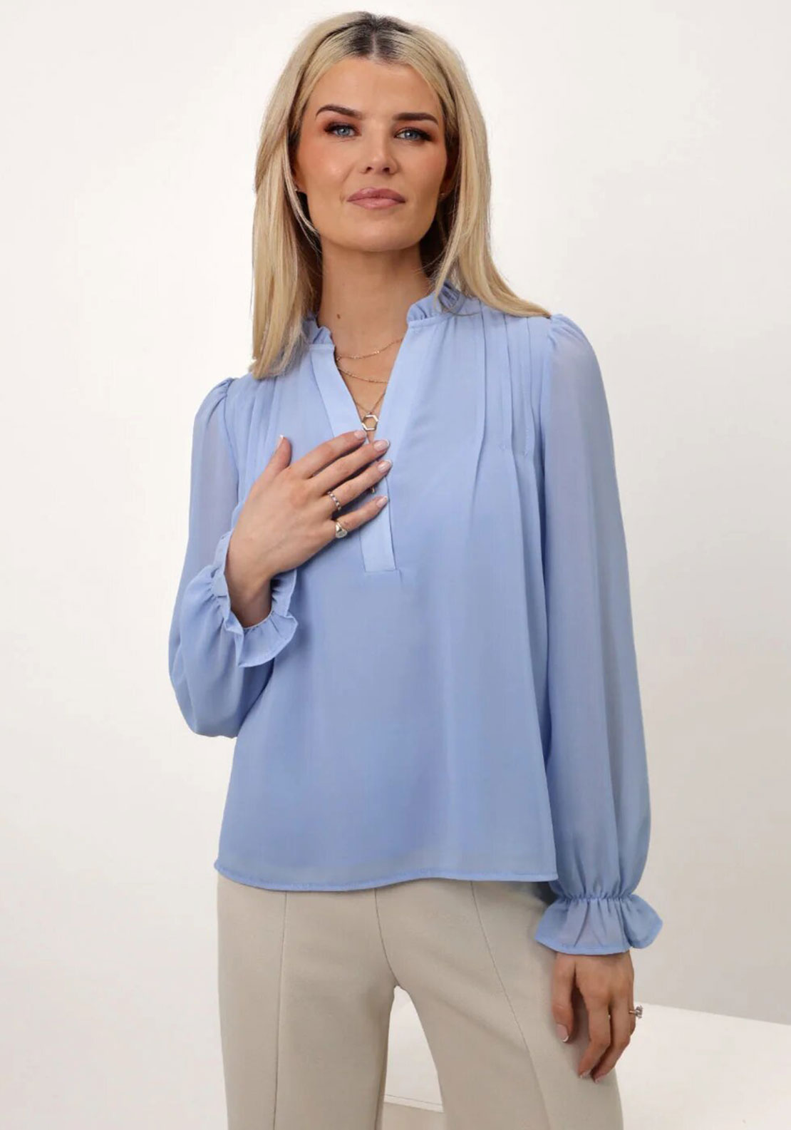 Kate and Pippa Heidi Chiffon Blouse, Blue