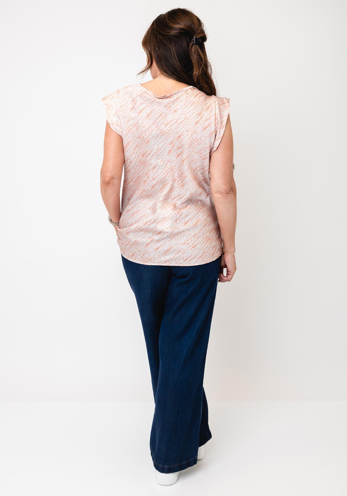 Kate & Pippa Suzy Polka Dot Cowl Neck Top, Beige