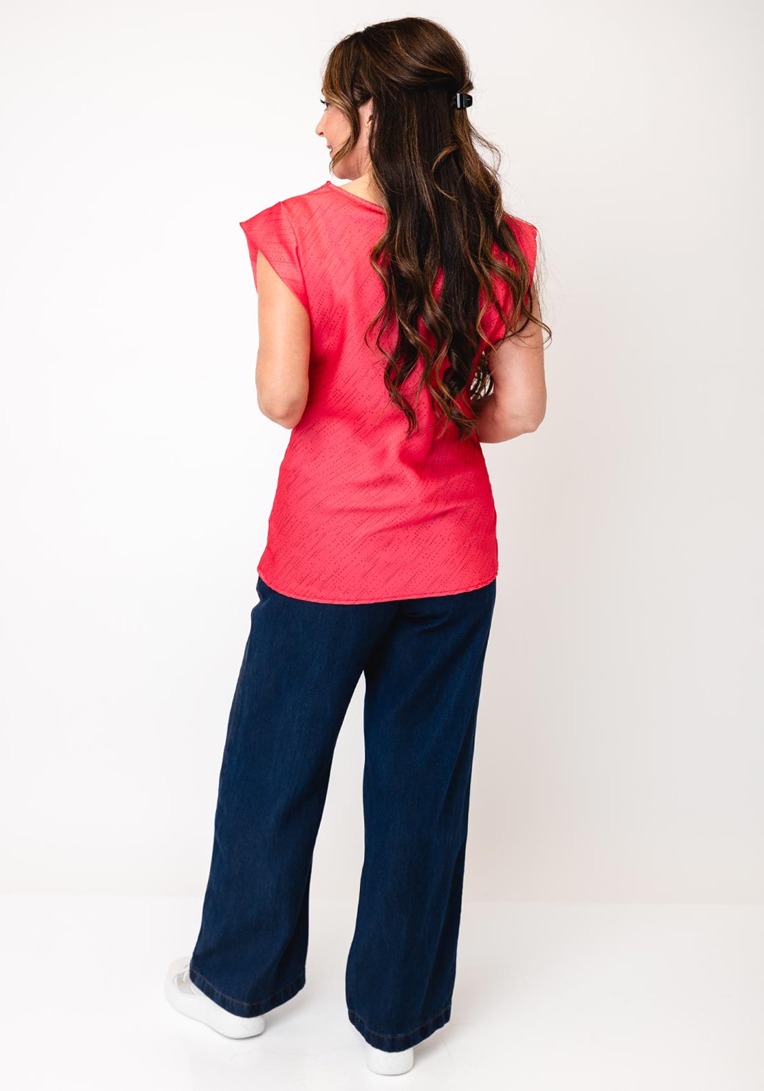 Kate & Pippa Suzy Polka Dot Cowl Neck Top, Coral