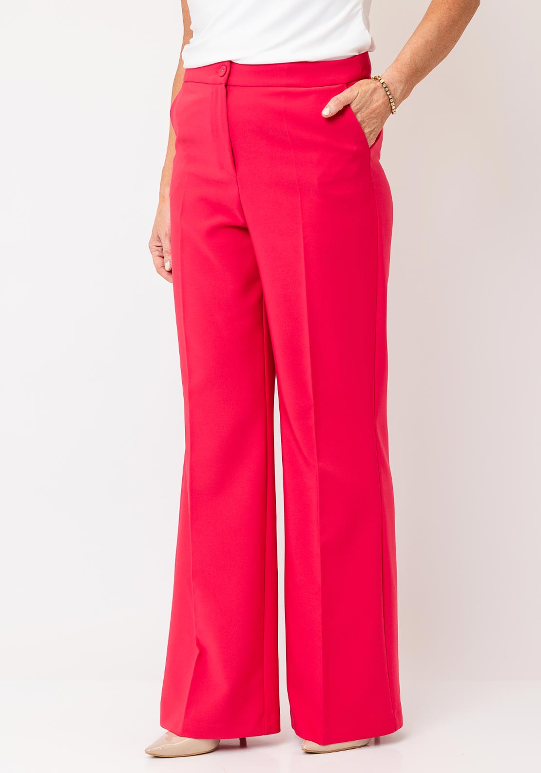 Kate & Pippa Palermo Wide Leg Trousers, Coral Pink
