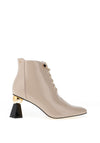 Kate Appleby Caine Patent Geo Heeled Boots, Almond