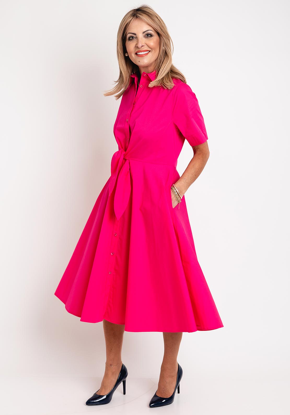 kate midi shirt dress Blue Floral Shirt Dress Long Sleeves Midi Holiday Dress