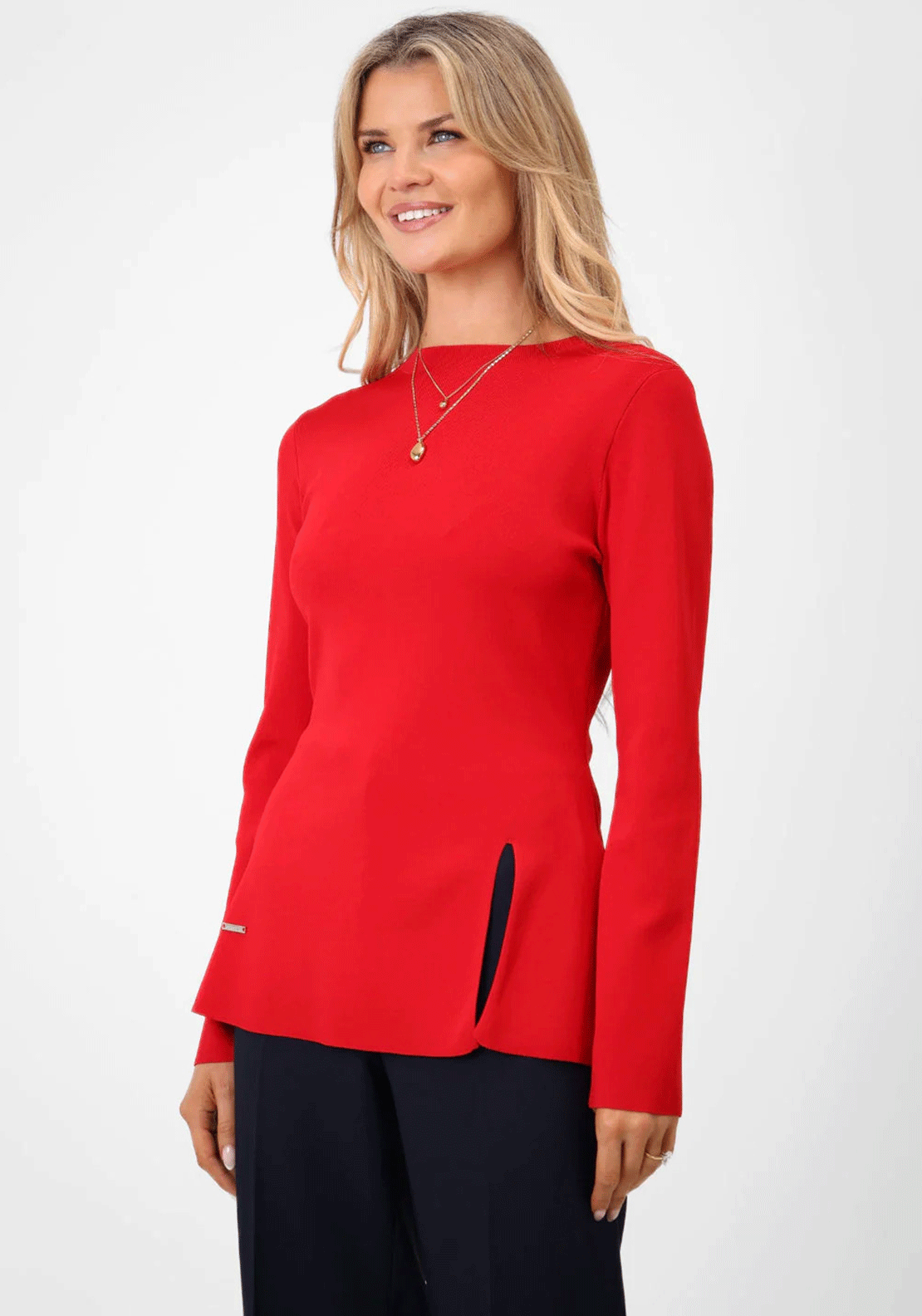 Kate & Pippa Margot Aline Rib Stretch Top, Red
