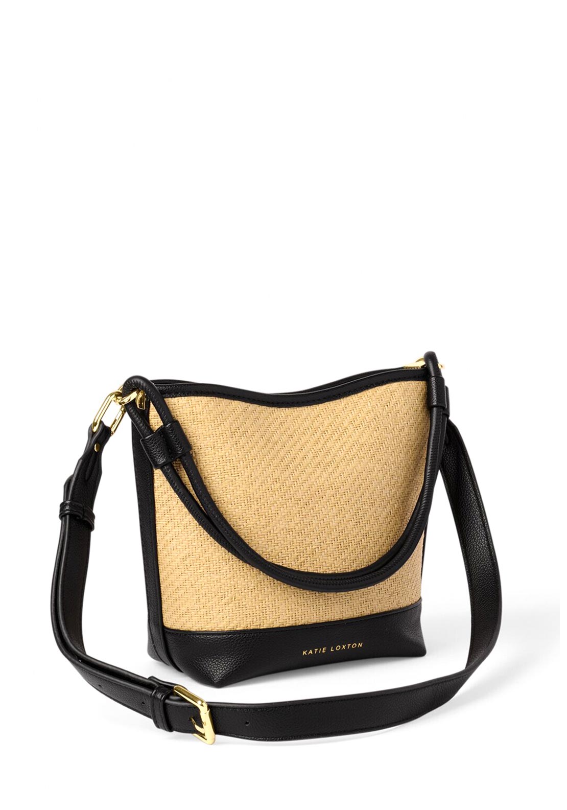 Katie Loxton Riviera Raffia Bucket Bag, Black McElhinneys