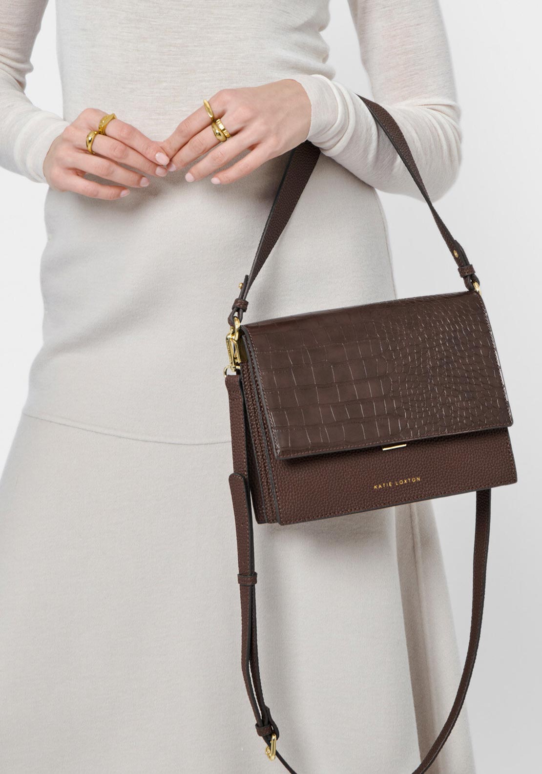 Katie Loxton Celine Faux Croc Oyster Grey Cross Body Bag KLB900 S