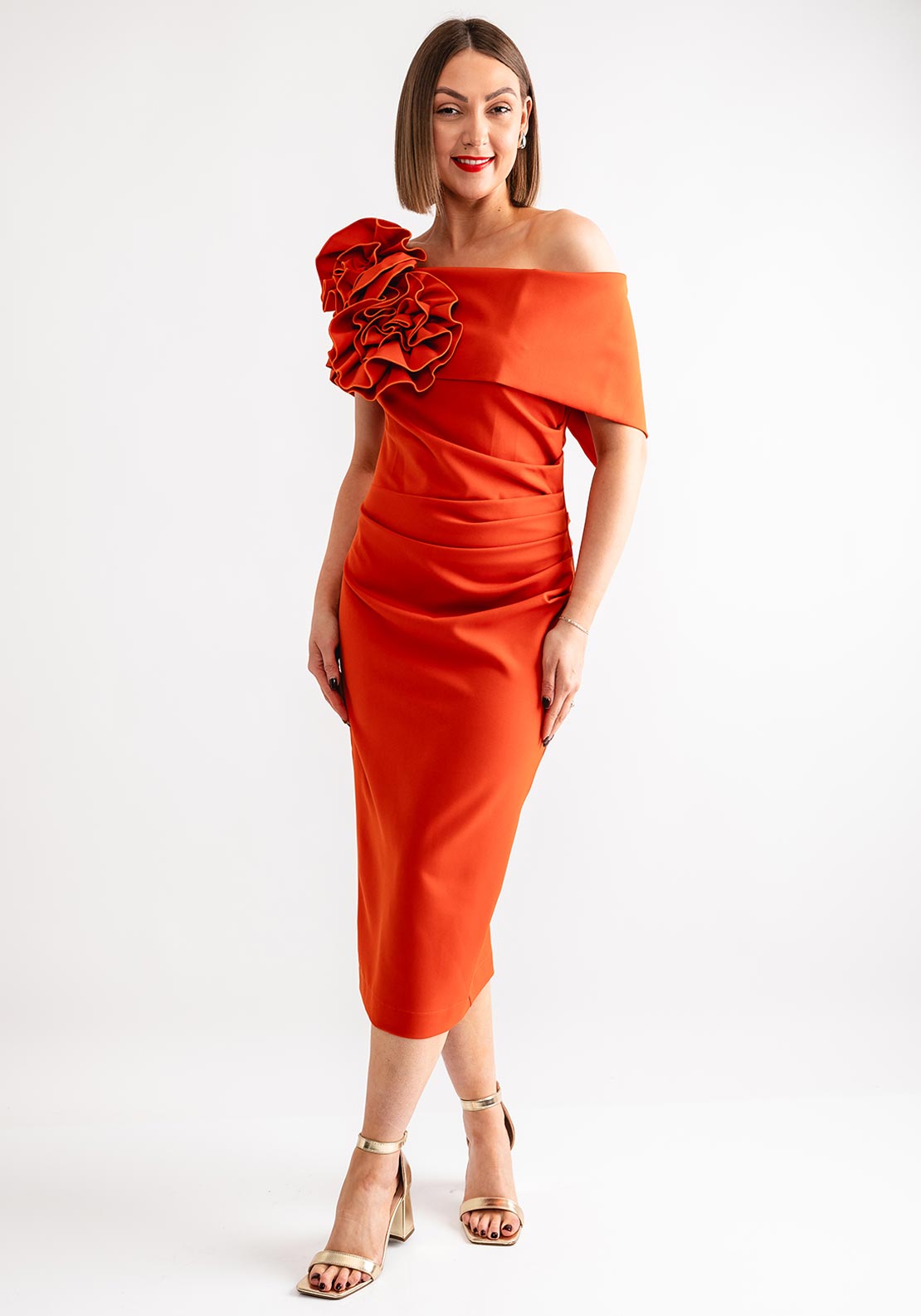 k label orange dress Kasey Midi Dress