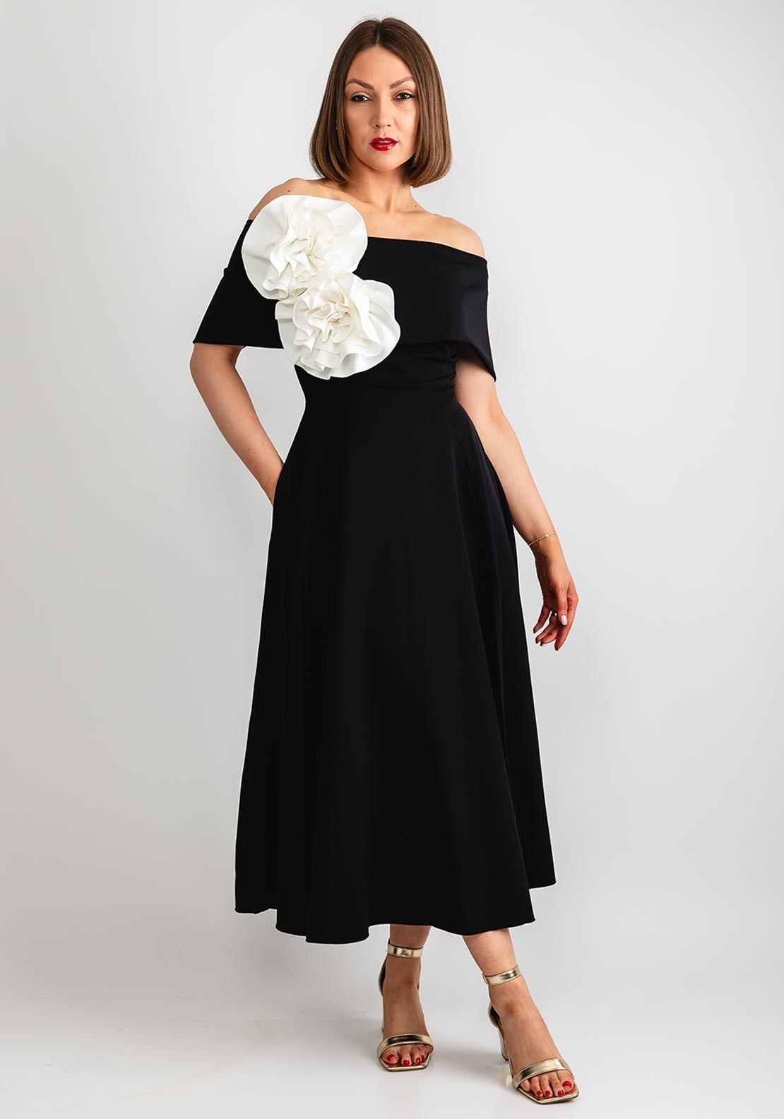 kevan jon kyoto flare dress Kevan Jon Bardot Flare Dress Kevan Jon Hali Bardot Flare Dress Navy County Boutique