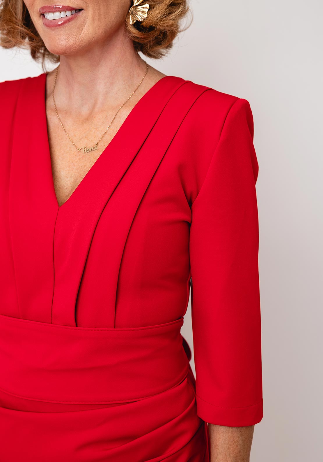 Kevan Jon Lorenza Belted Detail Flared Dress, Red
