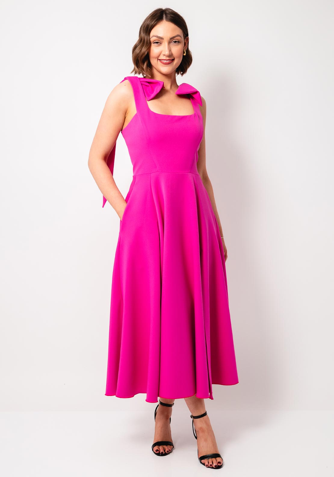 Kevan Jon Nancy Flare Long Dress, Bright Pink