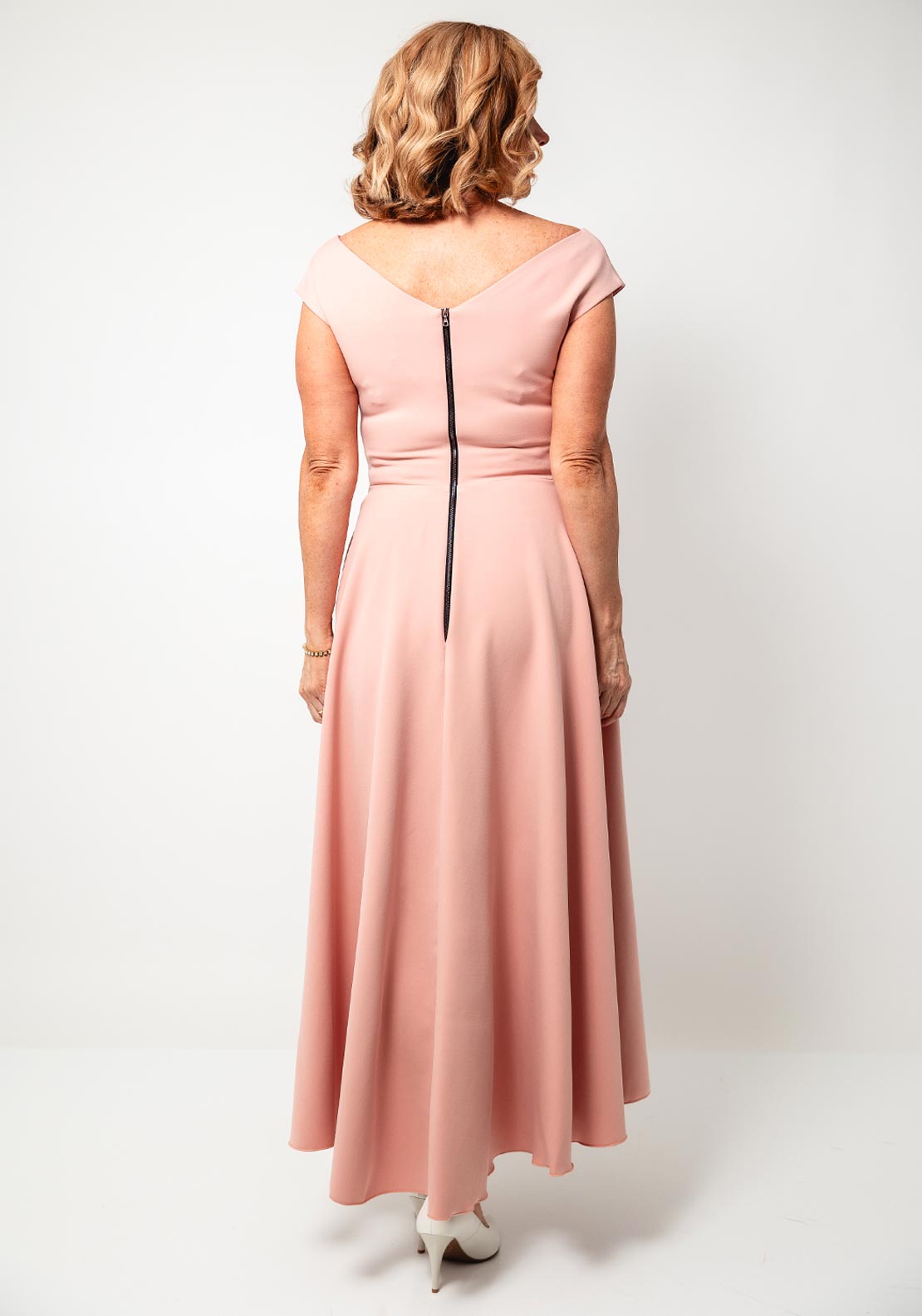 Kevan Jon Safia Bow Dipped Hem Dress, Blush Pink